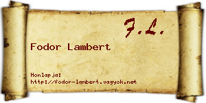 Fodor Lambert névjegykártya